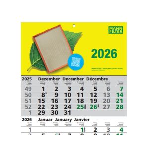 2026 3 Month Wall Calendar
